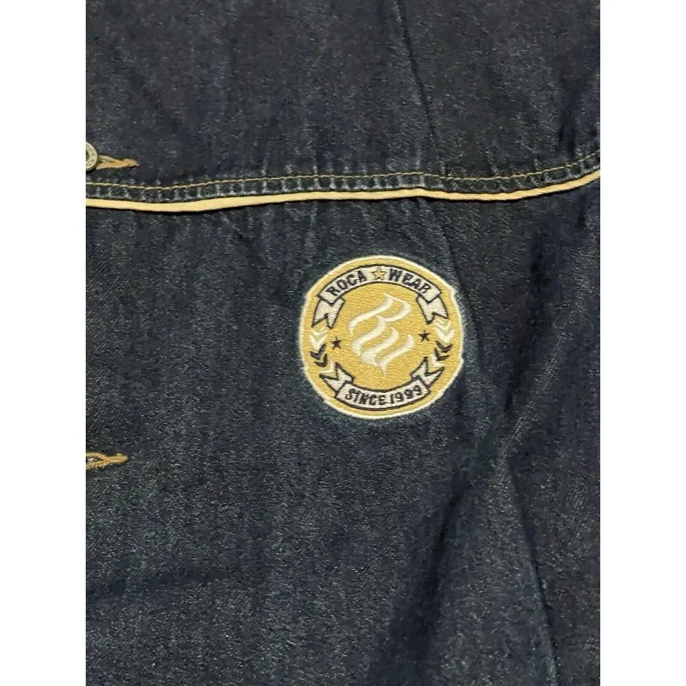 Vintage Rocawear Men's Full Zip‎ Double Pocket Dark Wash Denim Jacket XL -200